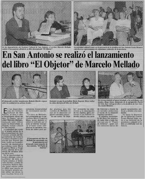 En San Antonio se realizó el lanzamiento del libro "El objetor" de Marcelo Mellado