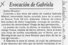 Evocación de Gabriela  [artículo] Juan Meza Sepúlveda.