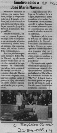 Emotivo adiós a José María Navasal  [artículo].