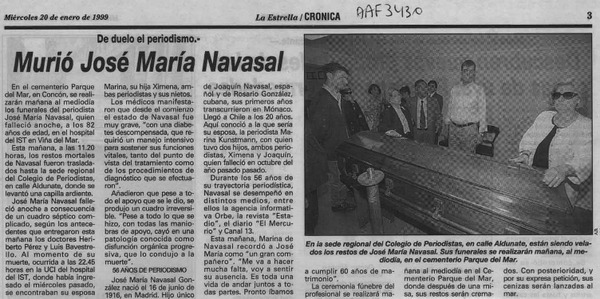Murió José María Navasal  [artículo].