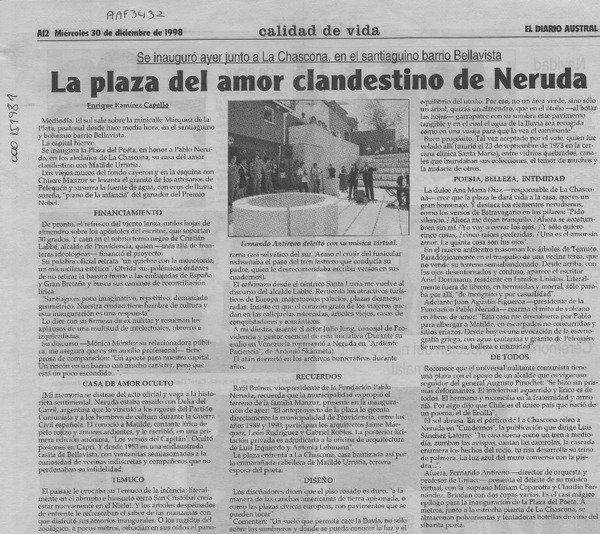 La Plaza del amor clandestino de Neruda  [artículo].