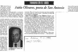 Pablo Olivares, poeta de San Antonio  [artículo] Jaime Miguel Gómez Rogers.