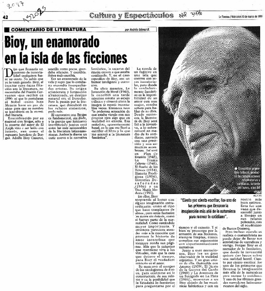 Bioy, un enamorado en la isla de las ficciones  [artículo] Andrés Gómez B.