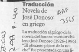 Novela de José Donoso en griego  [artículo].