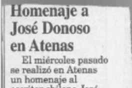 Homenaje a José Donoso en Atenas  [artículo].