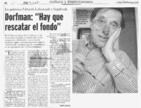 Dorfman, "Hay que rescatar el fondo"  [artículo] Rodolfo Arenas R.