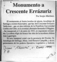 Monumento a Crescente Errázuriz  [artículo] Sergio Martínez Baeza.