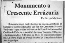 Monumento a Crescente Errázuriz  [artículo] Sergio Martínez Baeza.