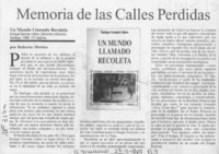 Memoria de las calles perdidas  [artículo] Roberto Merino.