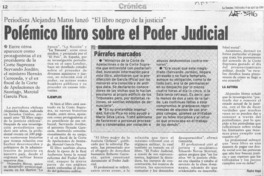 Polémico libro sobre el poder judicial  [artículo] Pedro Vega.