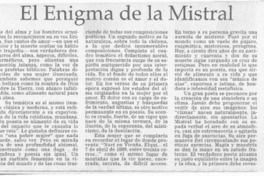 El enigma de la Mistral  [artículo] Antonio Landauro.