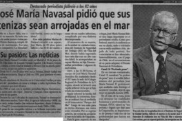 José María Navasal pidió que sus cenizas sean arrojadas en el mar  [artículo].