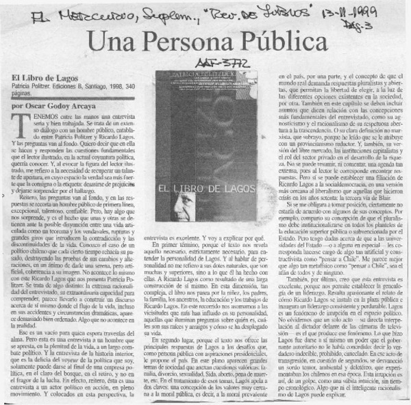 Una persona pública  [artículo] Oscar Godoy Arcaya.