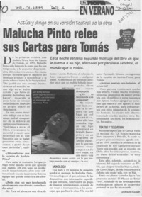 Malucha Pinto relee sus cartas para Tomás  [artículo] Leopoldo Pulgar.