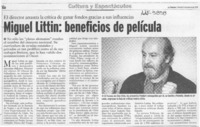 Miguel Littin, beneficios de película  [artículo].