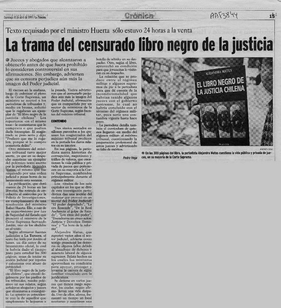 La Trama del censurado libro negro de la justicia  [artículo] Pedro Vega.