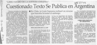 Cuestionado texto se publica en Argentina  [artículo].