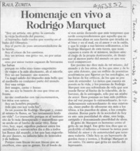 Homenaje en vivo a Rodrigo Marquet  [artículo] Raúl Zurita.