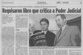 Requisaron libro que critica a poder judicial  [artículo] Pedro Vega.