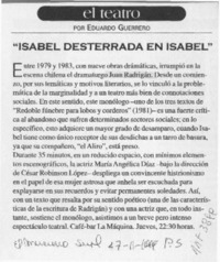 "Isabel desterrada en Isabel"  [artículo] Eduardo Guerrero.