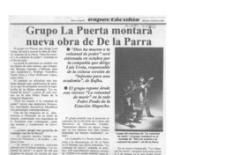 Grupo La Puerta montará nueva obra de De la Parra  [artículo].