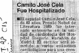 Camilo José Cela fue hospitalizado  [artículo].