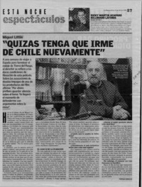"Quizás tenga que irme de Chile nuevamente"  [artículo] Rodrigo González.