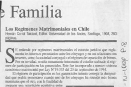 Los regímenes matrimoniales en Chile  [artículo] Mario Tomás Schilling F.