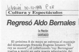 Regresó Aldo Bernales  [artículo].