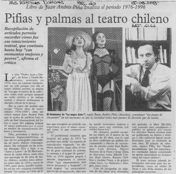Pifias y palmas al teatro chileno  [artículo].