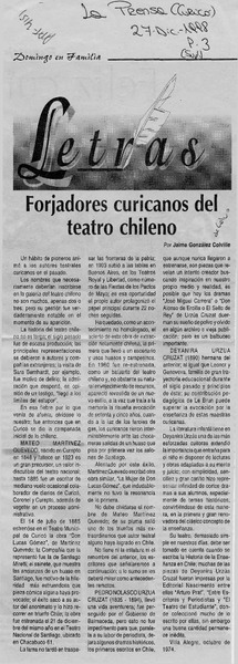 Forjadores curicanos del teatro chileno  [artículo] Jaime González Colville.
