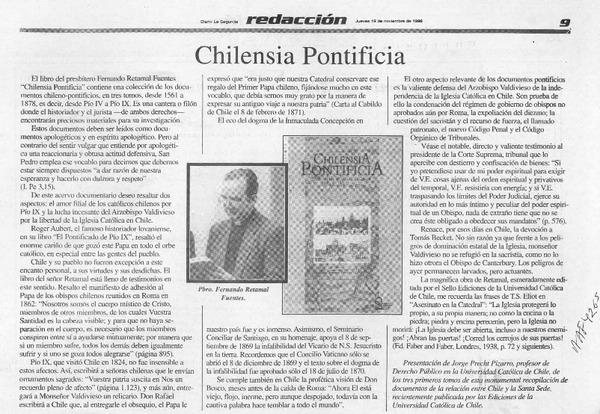 Chilensia pontificia  [artículo].