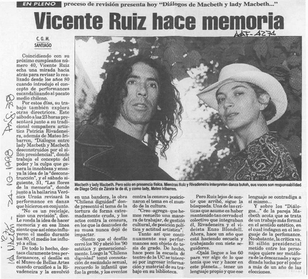 Vicente Ruiz hace memoria