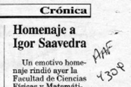 Homenaje a Igor Saavedra  [artículo].