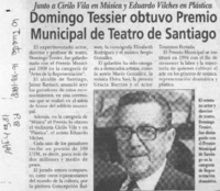 Domingo Tessier obtuvo Premio Municipal de Teatro de Santiago  [artículo].