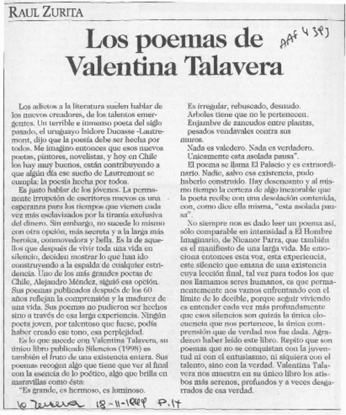 Los poemas de Valentina Talavera