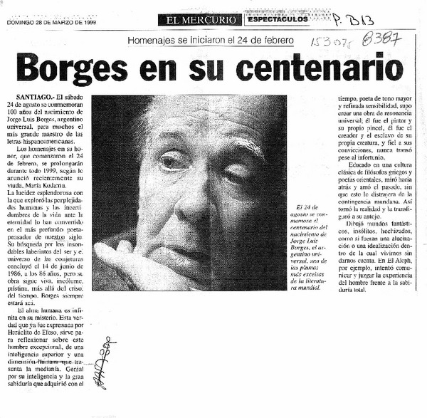 Borges en su centenario  [artículo].