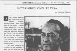 Notas sobre González Vera  [artículo] Gustavo Donoso.