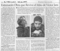 Estrenarán obra que revive el mito de Víctor Jara  [artículo] Claudia Guzmán V.