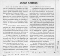 Jorge Romero  [artículo] Carlos René Ibacache.