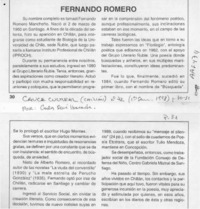 Fernando Romero  [artículo] Carlos René Ibacache.