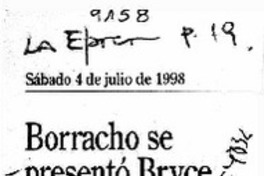 Borracho se presentó Bryce en TV peruana  [artículo].