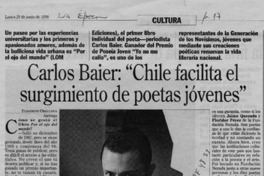 Carlos Baier, "Chile facilita el surgimiento de poeta jóvenes"
