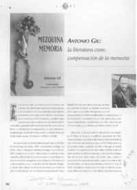Antonio Gil, la literatura como compensación de la memoria  [artículo] Alejandra Ochoa P.