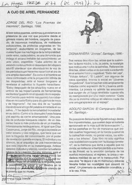 A ojo de Ariel Fernández  [artículo] Ariel Fernández.