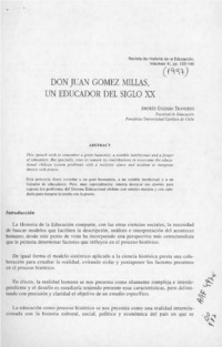 Don Juan Gómez Millas, un educador del siglo XX  [artículo] Andrés Guzmán Traverso.