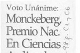 Monckeberg Premio Nac. en Ciencias Aplicadas  [artículo].