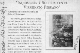 "Inquisición y sociedad en el virreinato peruano"  [artículo].