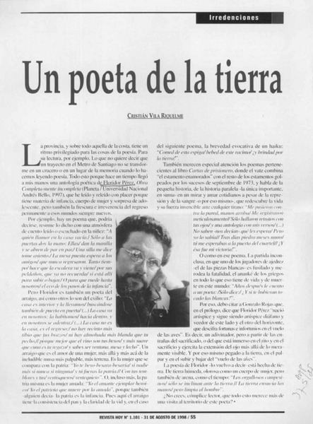 Un poeta de la tierra  [artículo] Cristián Vila Riquelme.
