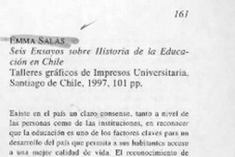 Seis ensayos sobre historia de la educación en Chile  [artículo] Andrés Guzmán Traverso.